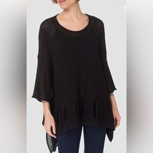 Joseph Ribkoff Knit Cutout Detail Black Women's oversized Sweater New w/Tags